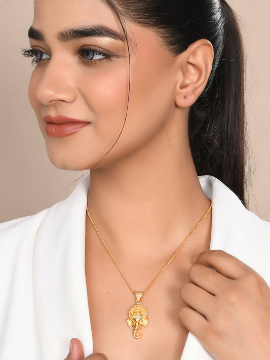 Gold Tone Vighna Ganesh Ji Pendant - Necklaces for Women Online