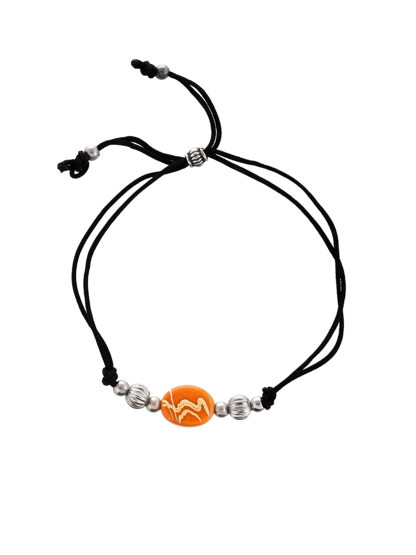 Yellow Charm Beads Black Thread Anklet