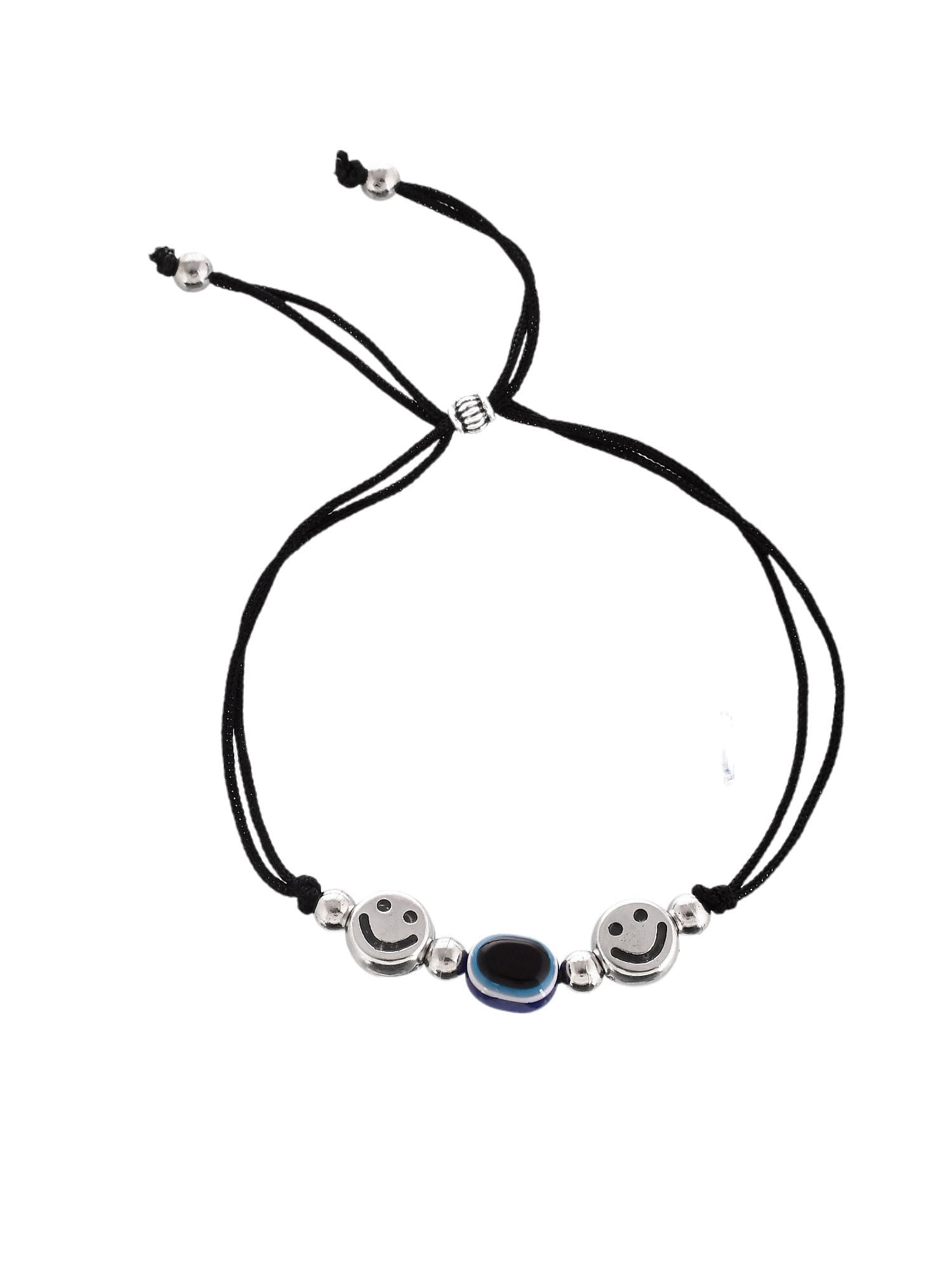 Stylish Evil Eye silver smile beads smile threaded anklet