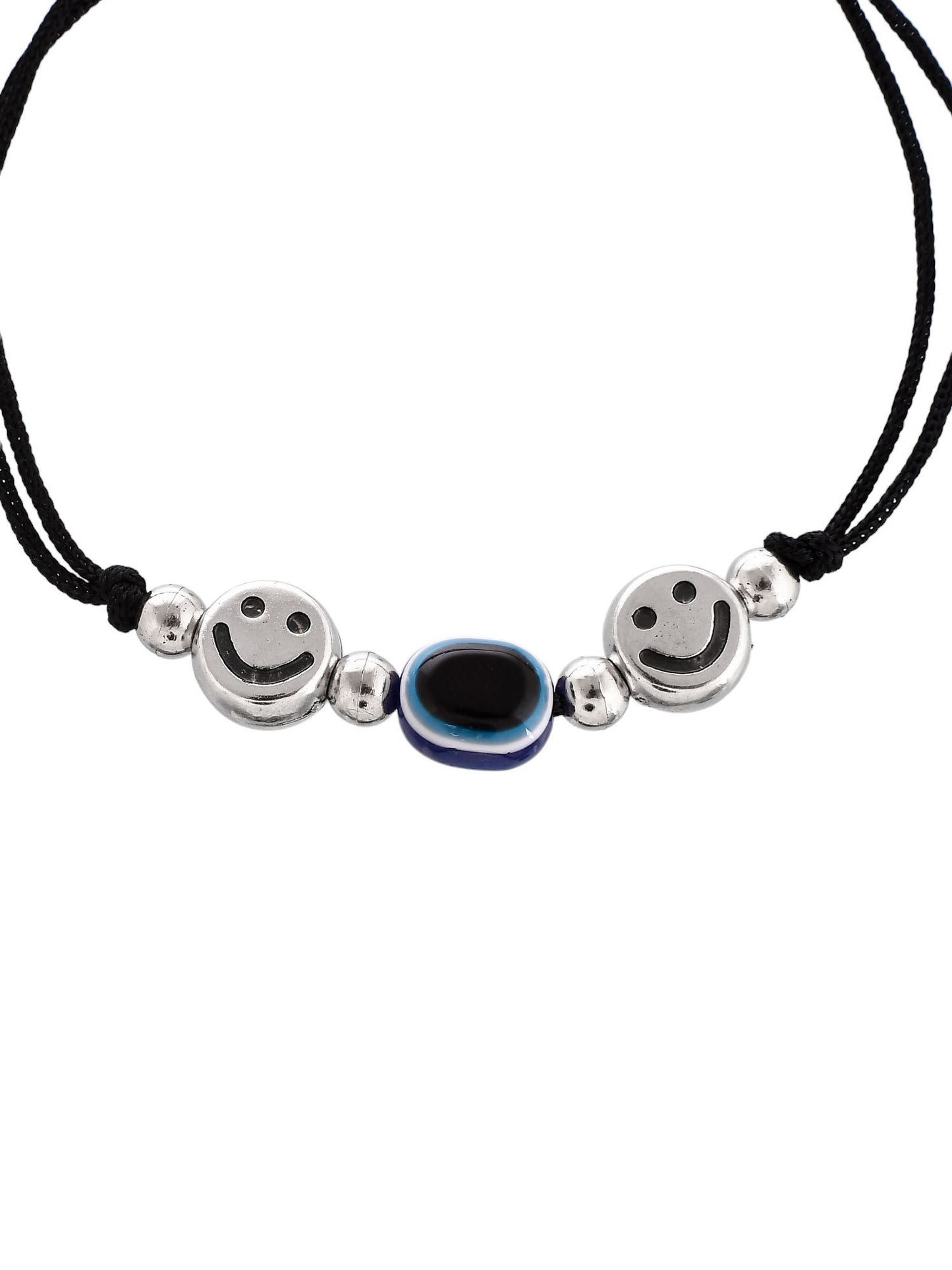 Stylish Evil Eye silver smile beads smile threaded anklet
