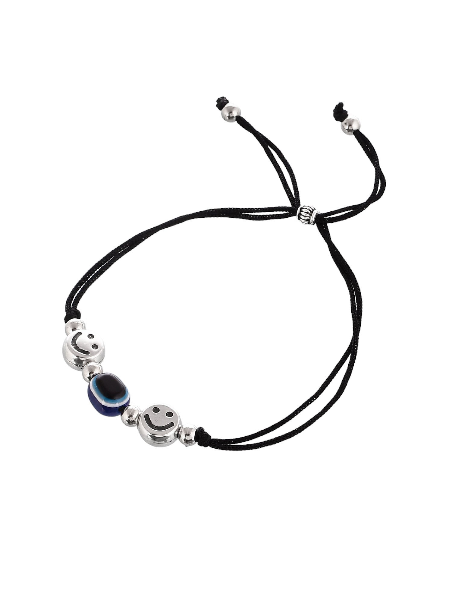 Stylish Evil Eye silver smile beads smile threaded anklet