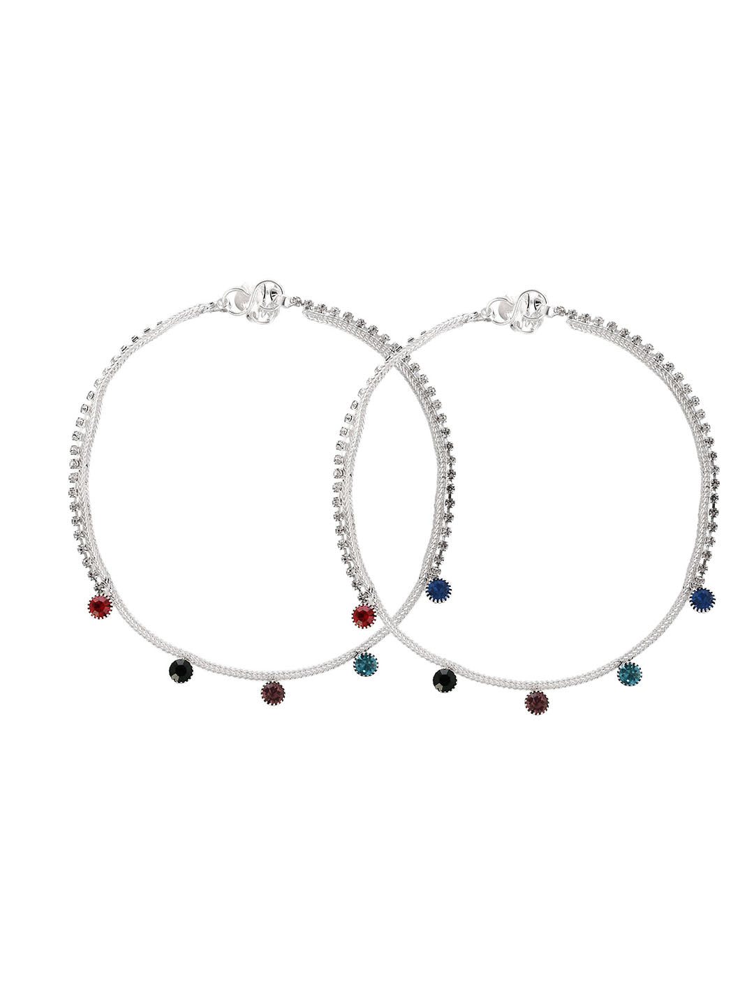 Tranding stone-studded silver plated anklet for womens