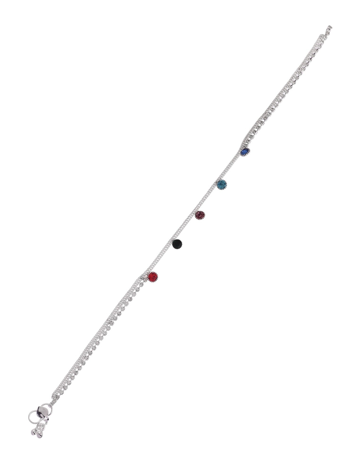 Tranding stone-studded silver plated anklet for womens