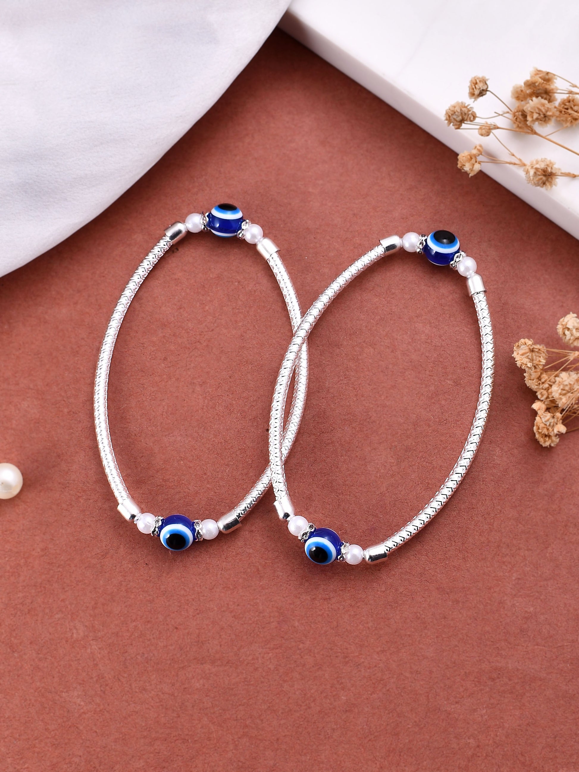 Stylish  Evil Eye  silver tone anklet  for women