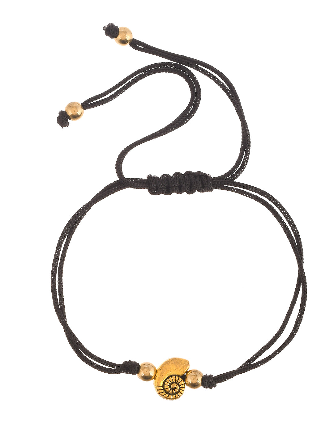 Affinity Charm Gold Plated Black Thread Anklet