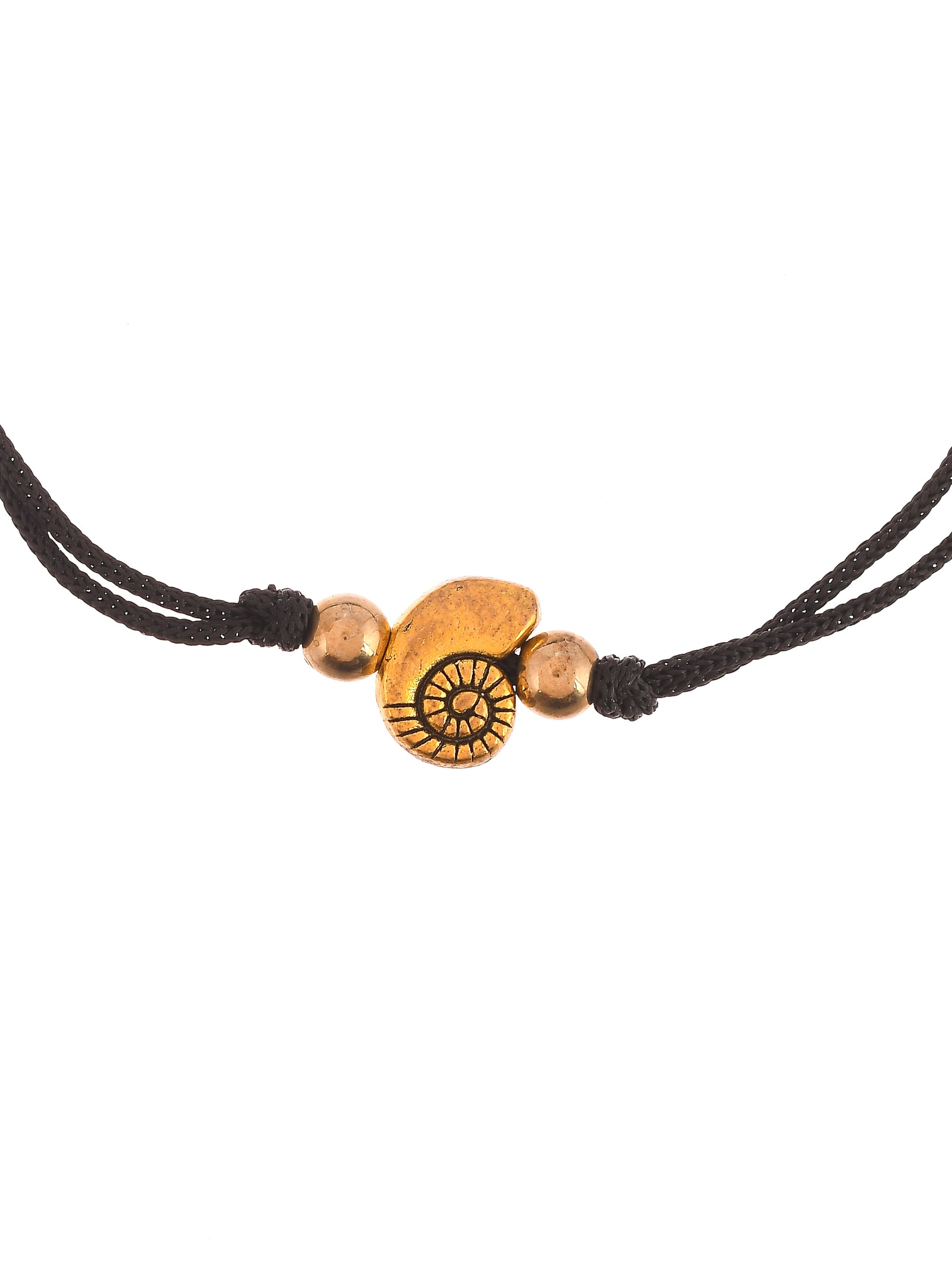 Affinity Charm Gold Plated Black Thread Anklet