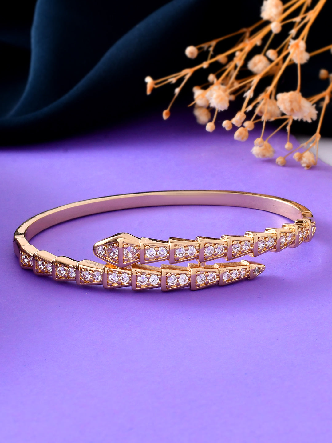 Gold-Toned Diamond-Studded Bracelet for Women | Daily & Party Wear Jewellery
