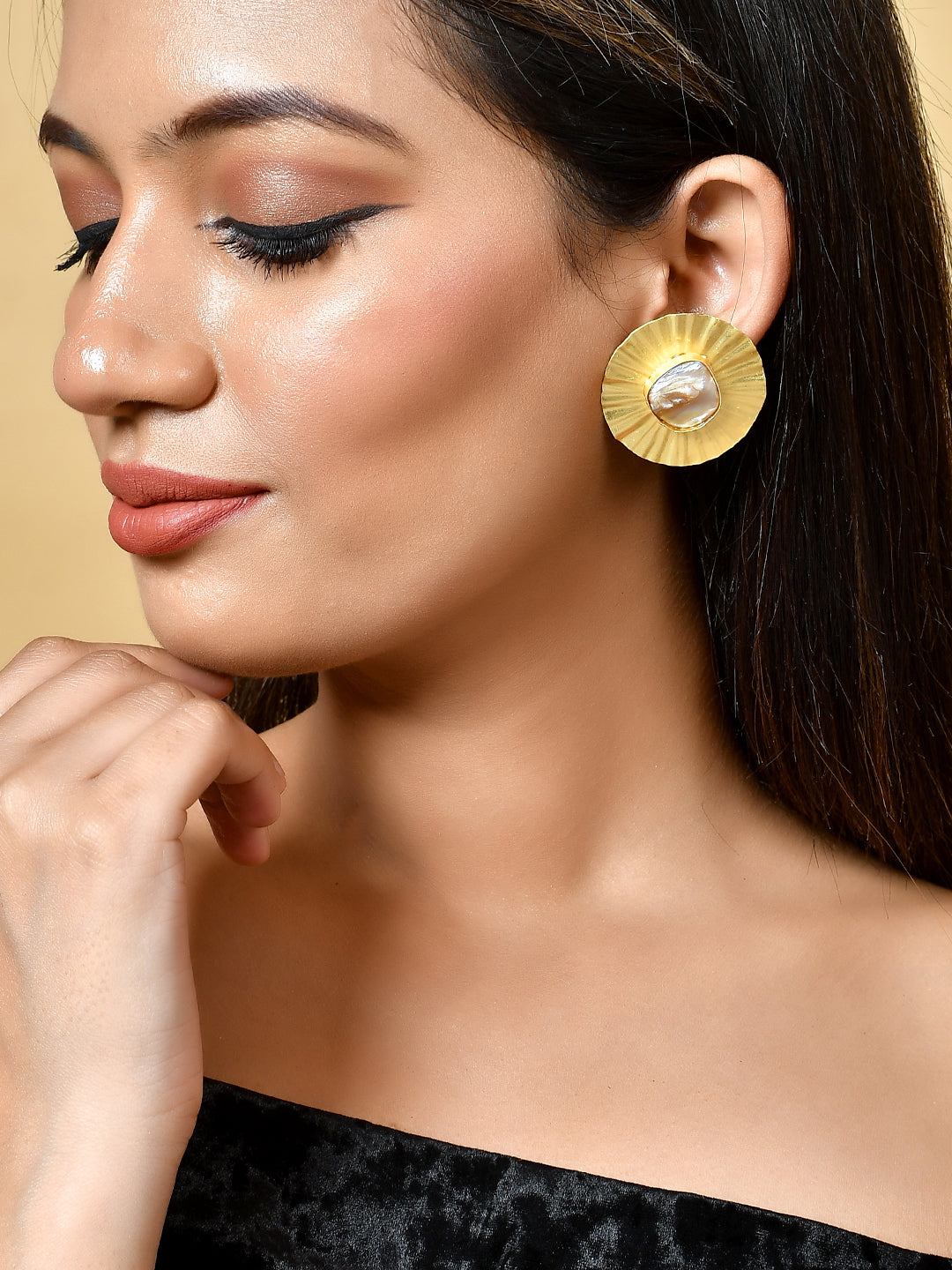 Gold Plated Handcrafted Stud Earrings