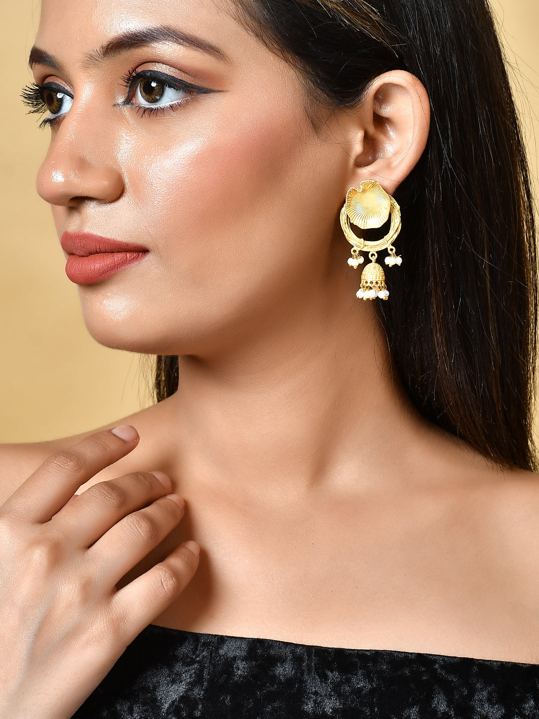 Gold Plated Handcrafted Jhumka Earrings