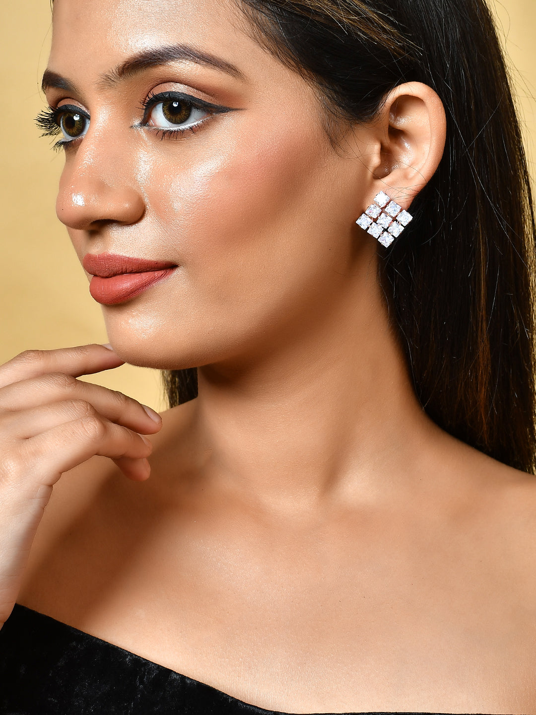 Cz Stud Earrings for Western Outfit - Earrings for Women Online