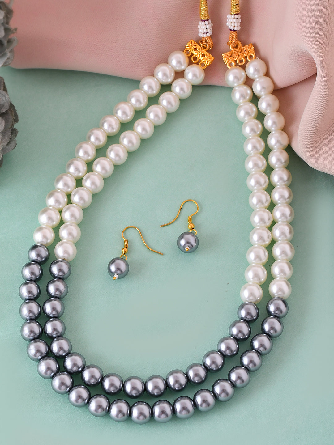 Elegant Pearl Beaded Necklace Set with Drop Earrings for Women | Ethnic Jewellery