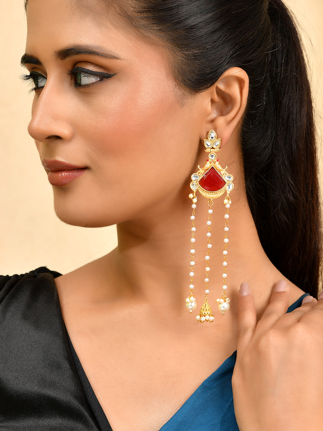 Traditional Pearl Drop Long Jhumka Earrings for Women | Ethnic Bridal Jewelry
