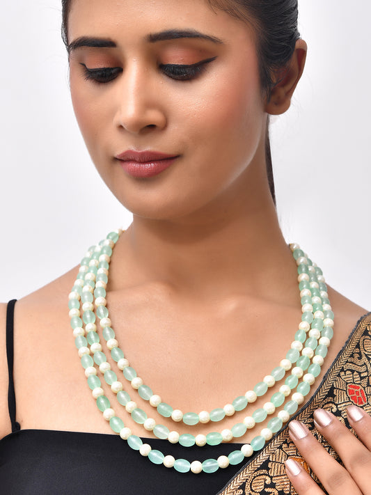 Traditional Layerd Beaded Ethnic Necklace With Kundan-Style Pendant For Women