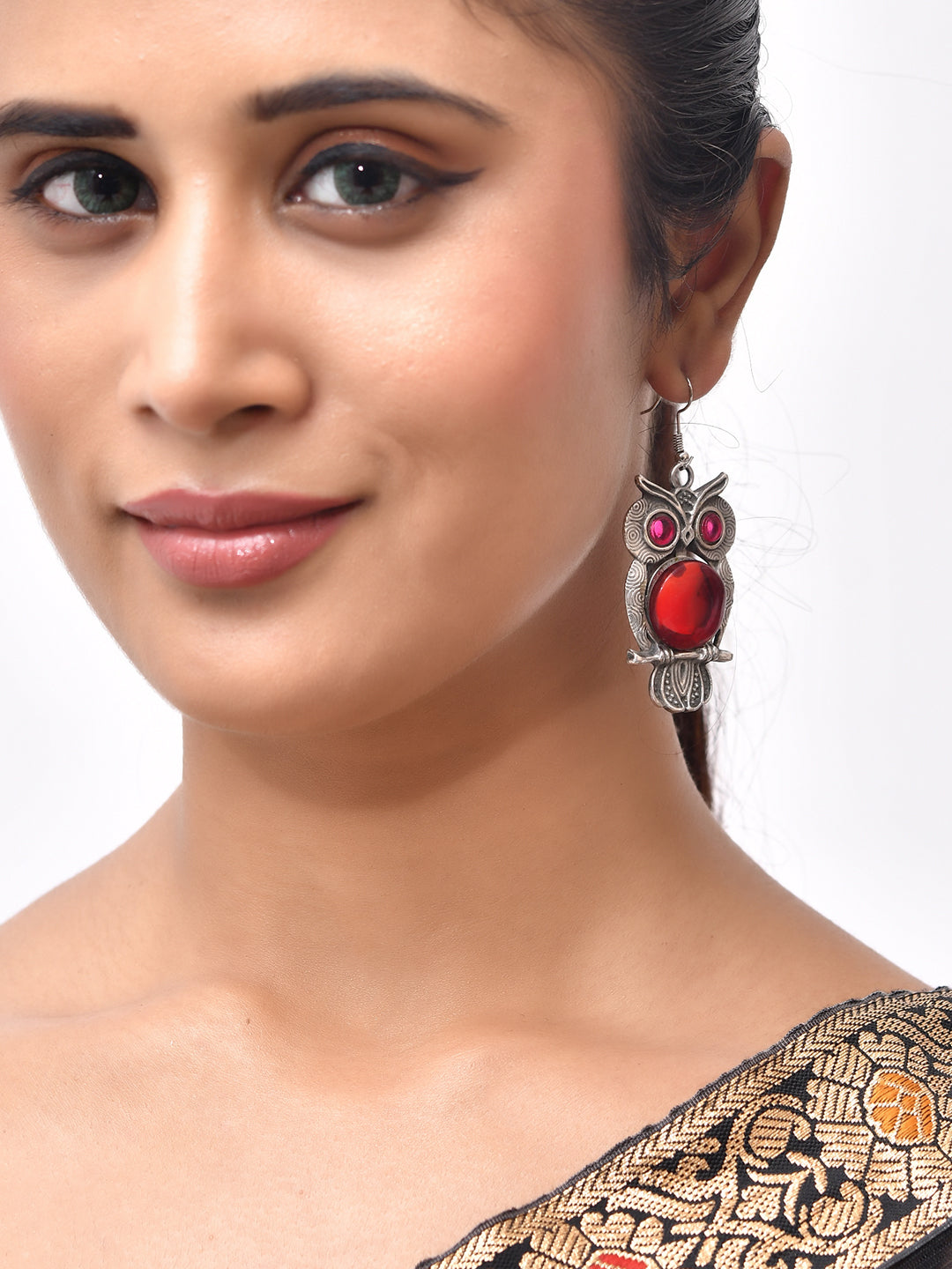 Oxidised Silver Owl Design Earrings | Boho Earrings For Women & Girls