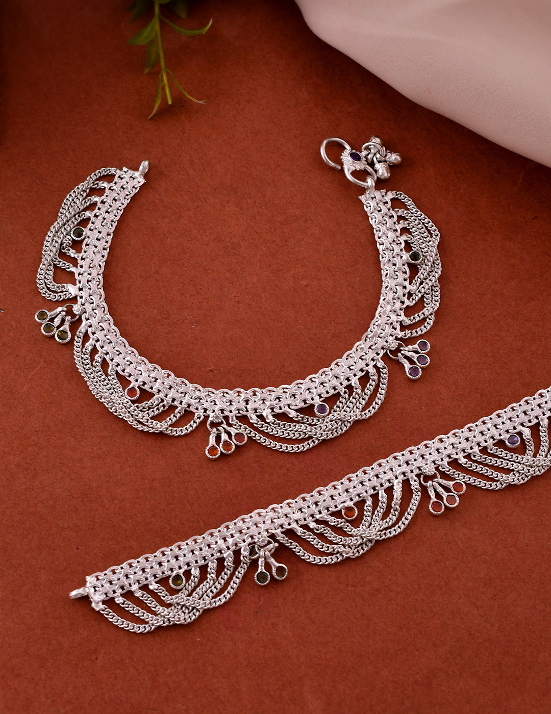 Silver Layered Anklet Pair For Women | Traditional & Party Wear Payal