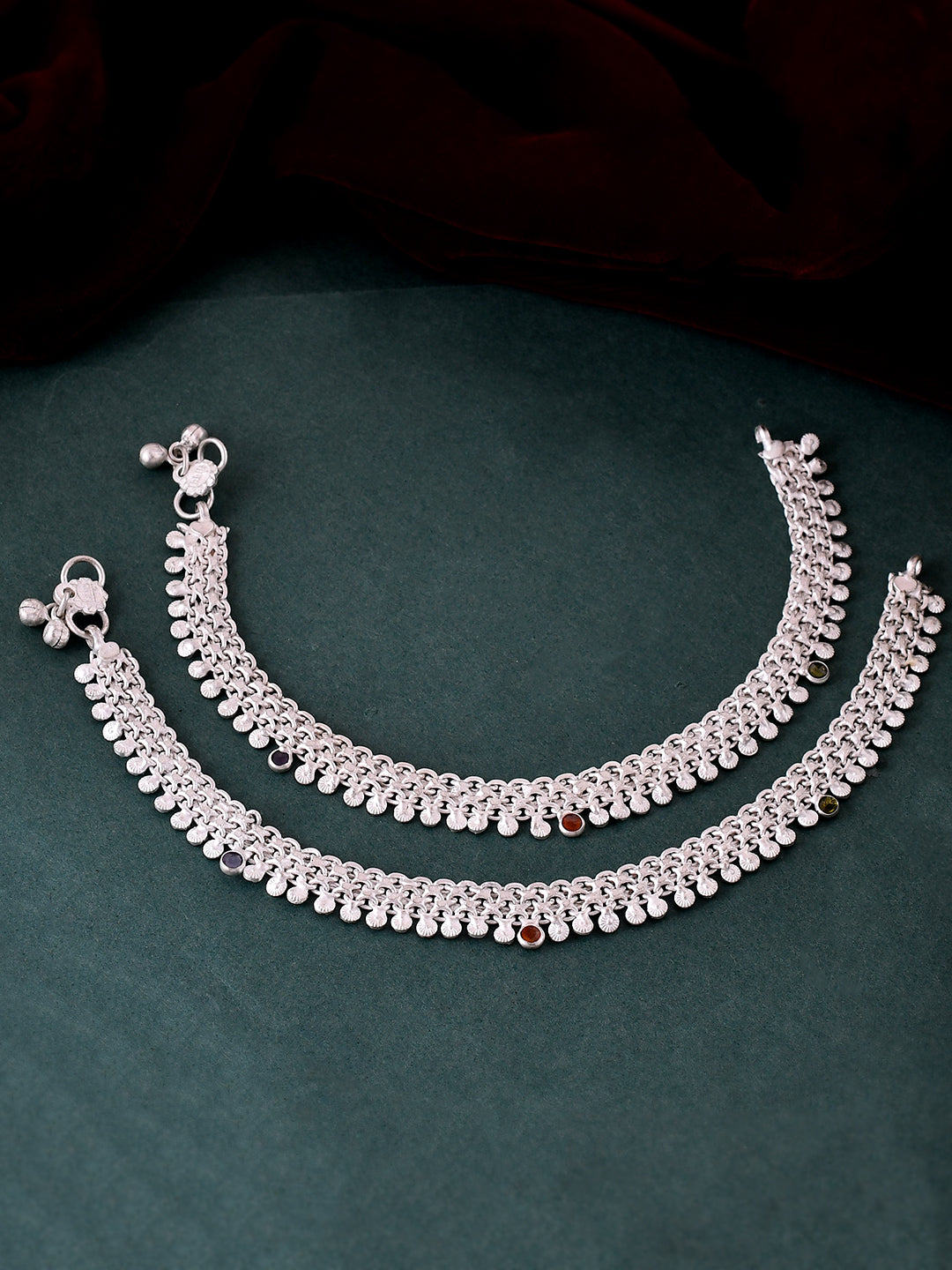 Traditional Ghungroo Payal Anklet Pair For Women & Girls | Silver-Plated Indian Foot Jewelry
