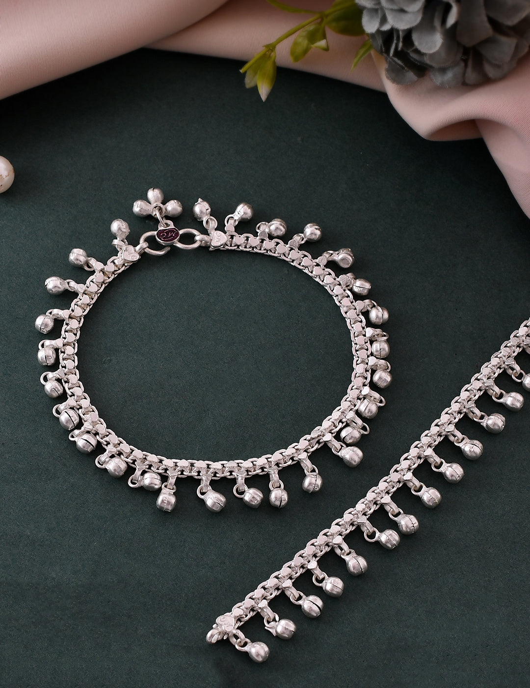 Silver-Plated Brass Ghungroo Anklet Set For Women | Lightweight Daily Wear Ethnic Payal