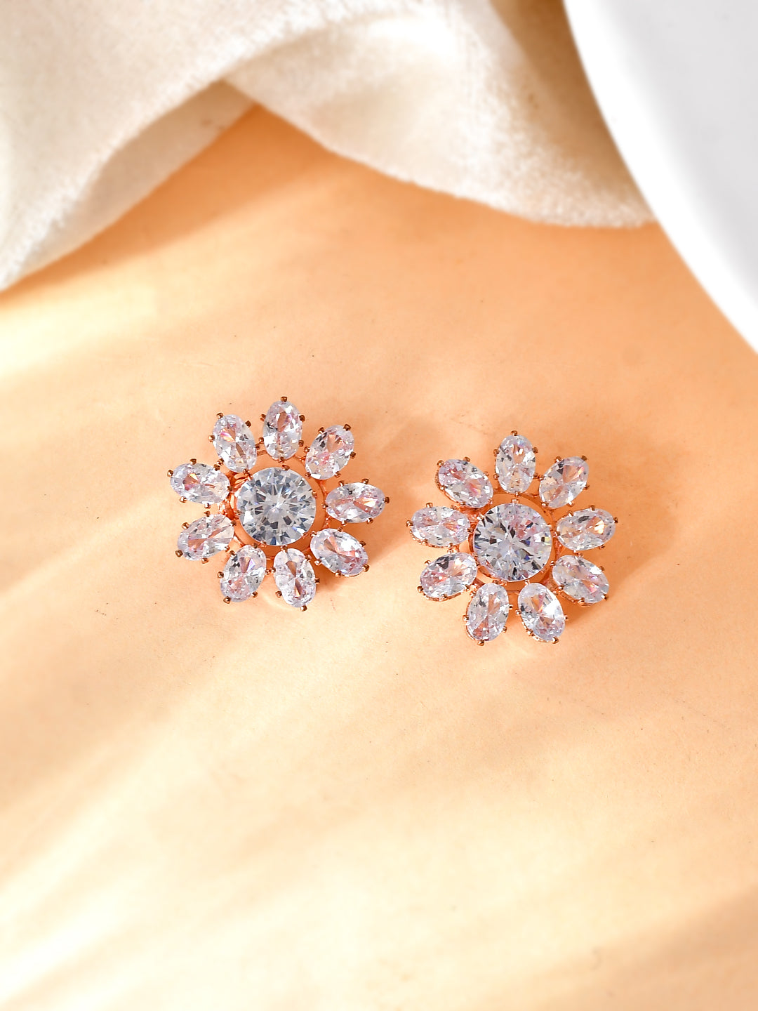 CZ Floral Western Earrings