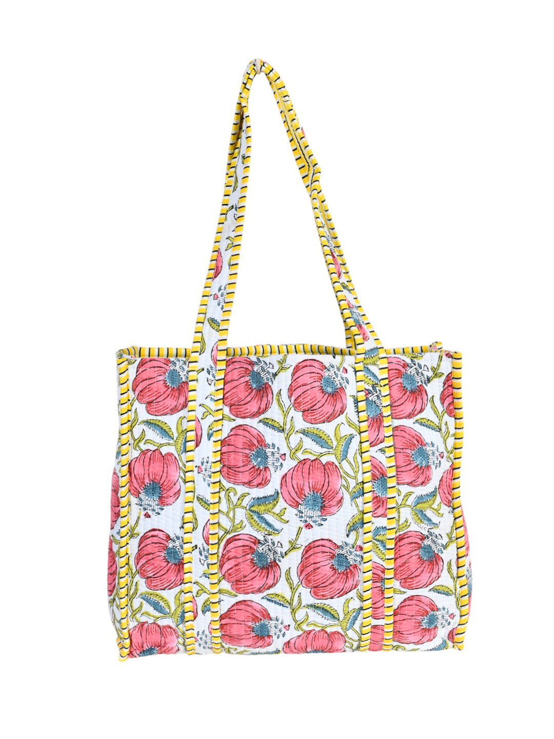 Shoulder Bag Multicolor Block Printed Cotton Quilted Tote Bags