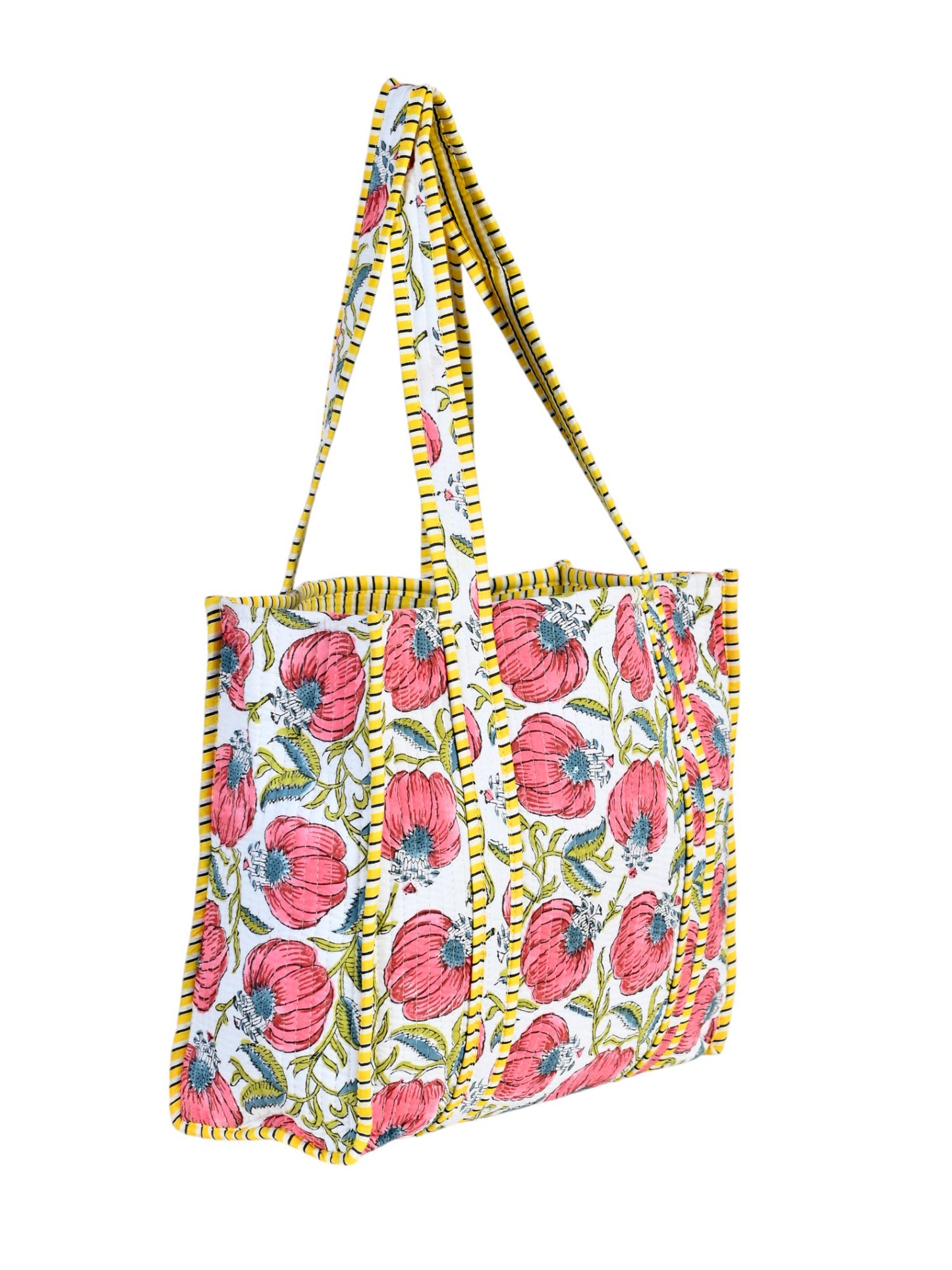Shoulder Bag Multicolor Block Printed Cotton Quilted Tote Bags