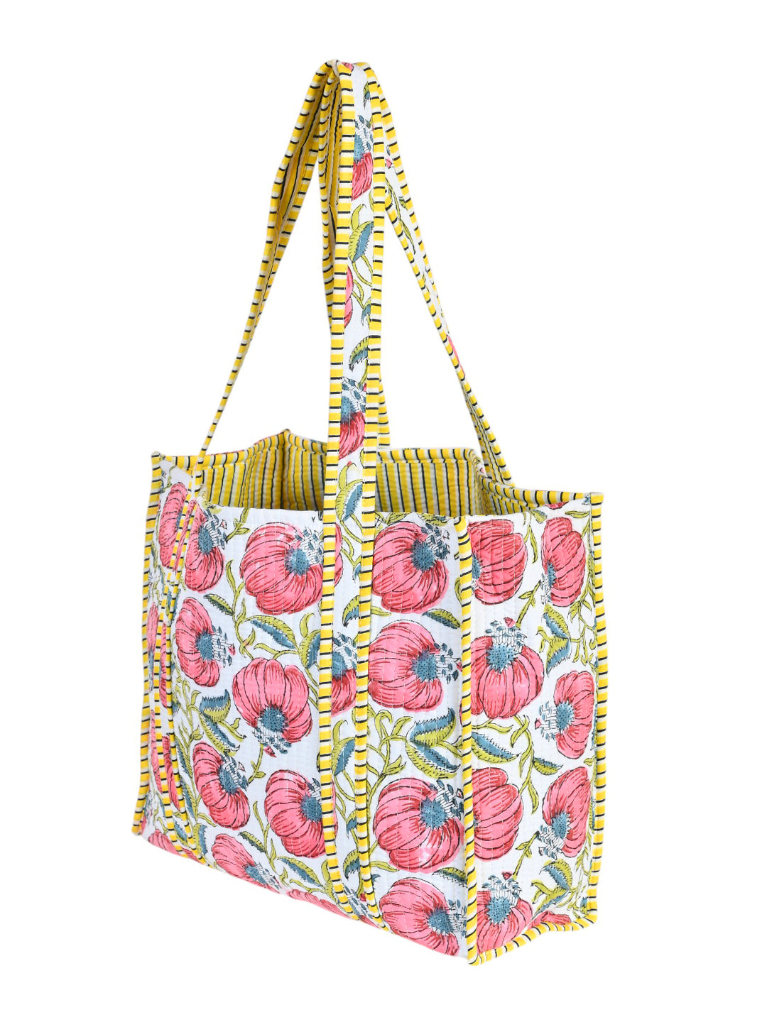 Shoulder Bag Multicolor Block Printed Cotton Quilted Tote Bags