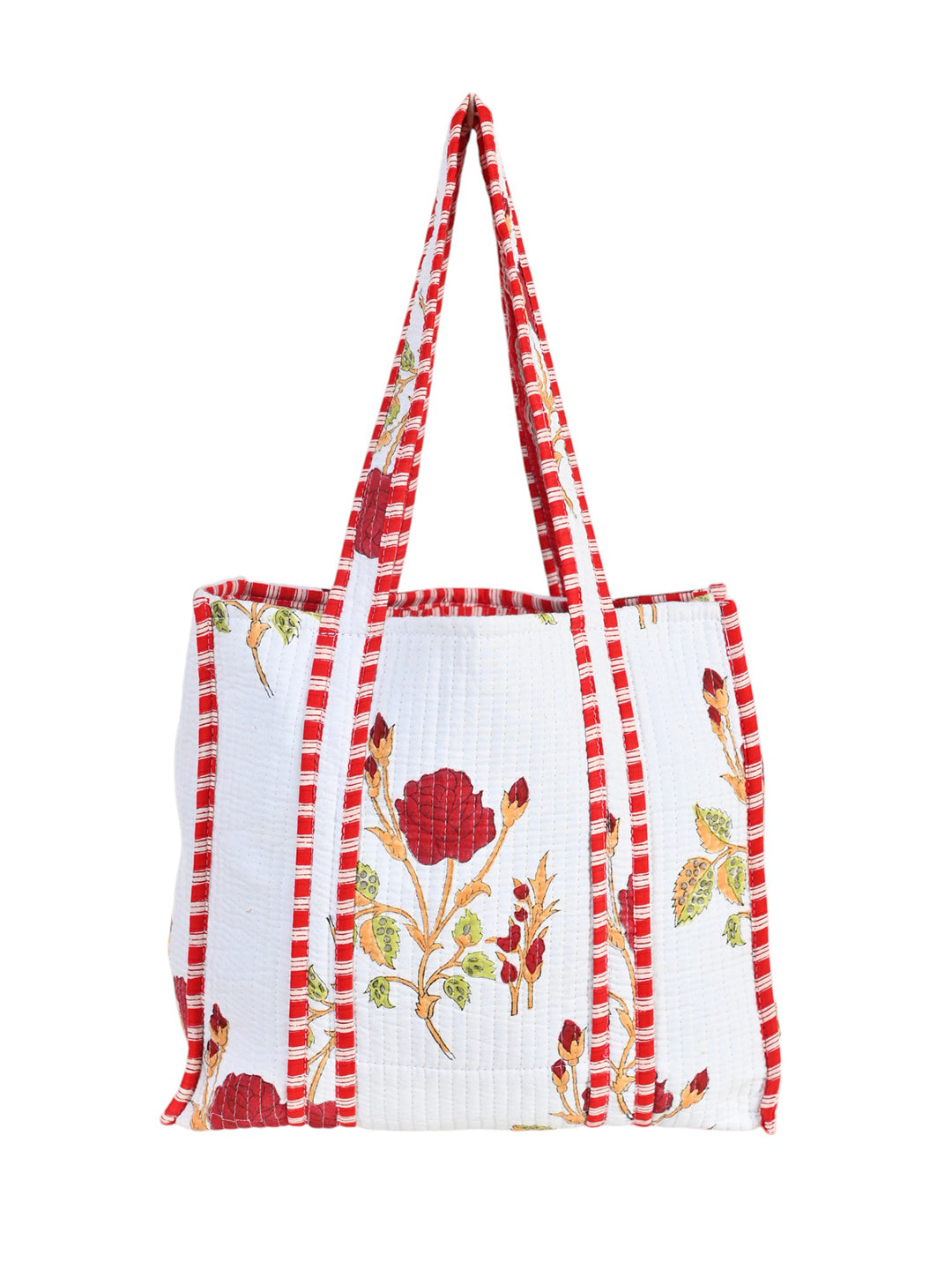 Shoulder Bag White Printed Cotton Quilted Tote Bags For Women