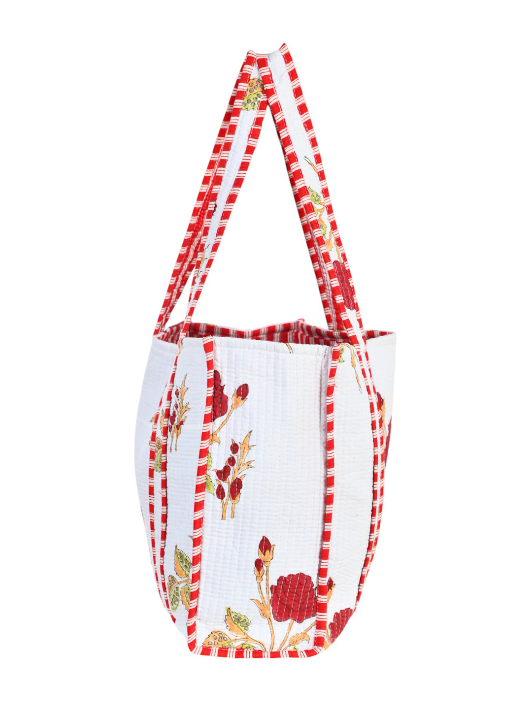 Shoulder Bag White Printed Cotton Quilted Tote Bags For Women