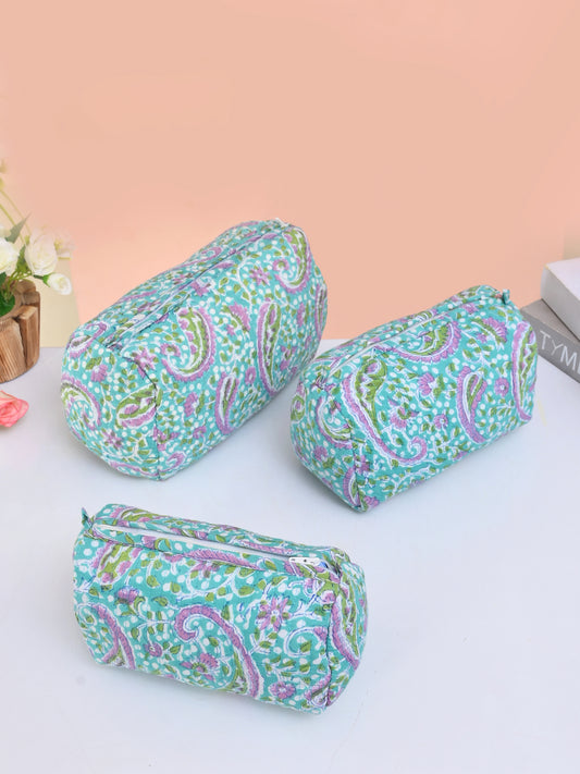 Floral Print Makeup Pouch Set | Travel Toiletry Organizer Bags with Zip Closure | Multipurpose Vanity Storage Pouches