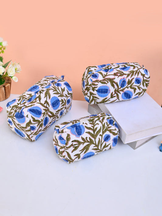 Blue Cosmetic Bag for Women Travel Toiletry Organizer Bags with Zip Closure