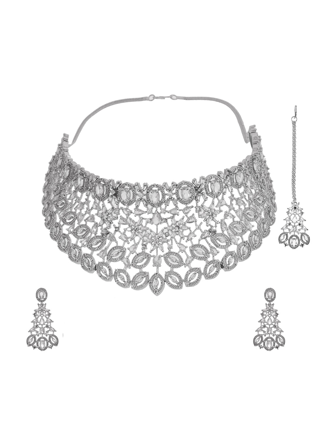 Add a touch of elegance and sparkle to your bridal look with our American Diamond Bridal Choker Necklace Set, designed to make every bride feel truly special.