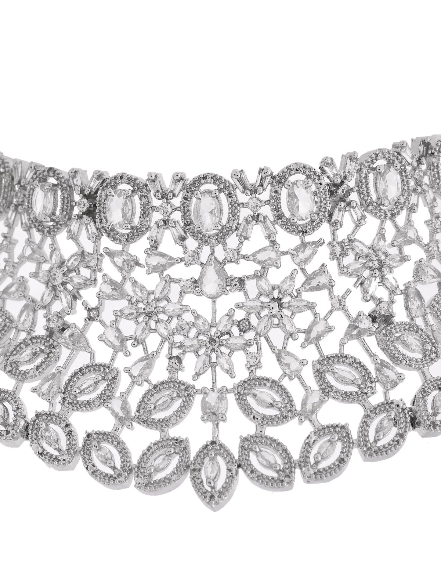 Amercian Diamond Bridal Choker Necklace Set |  Wedding & Reception Jewelry For Women