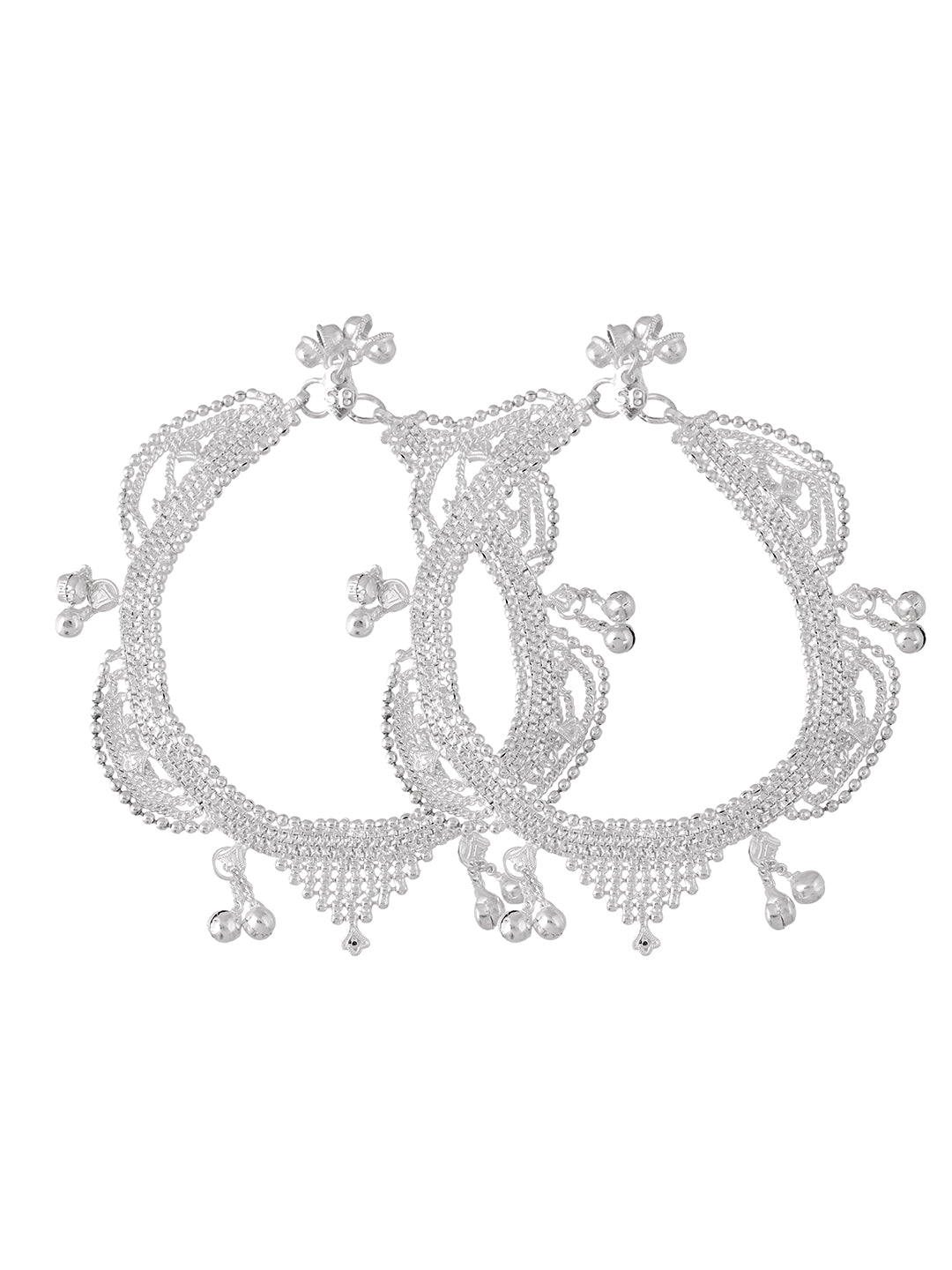 Silver Plated Traditional Ghungroo Anklet Payal For Women