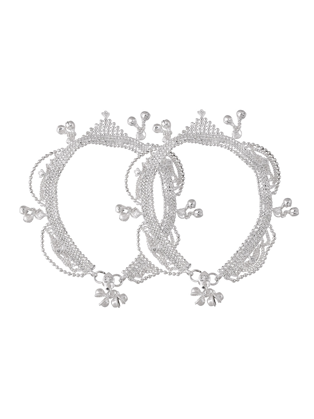 Silver Plated Traditional Ghungroo Anklet Payal For Women