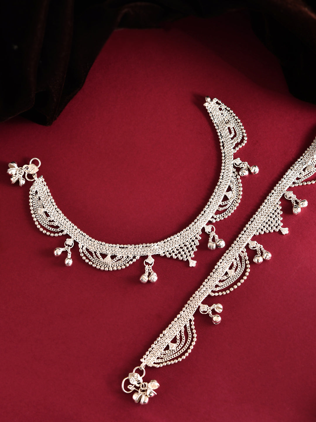 Silver Plated Traditional Ghungroo Anklet Payal For Women