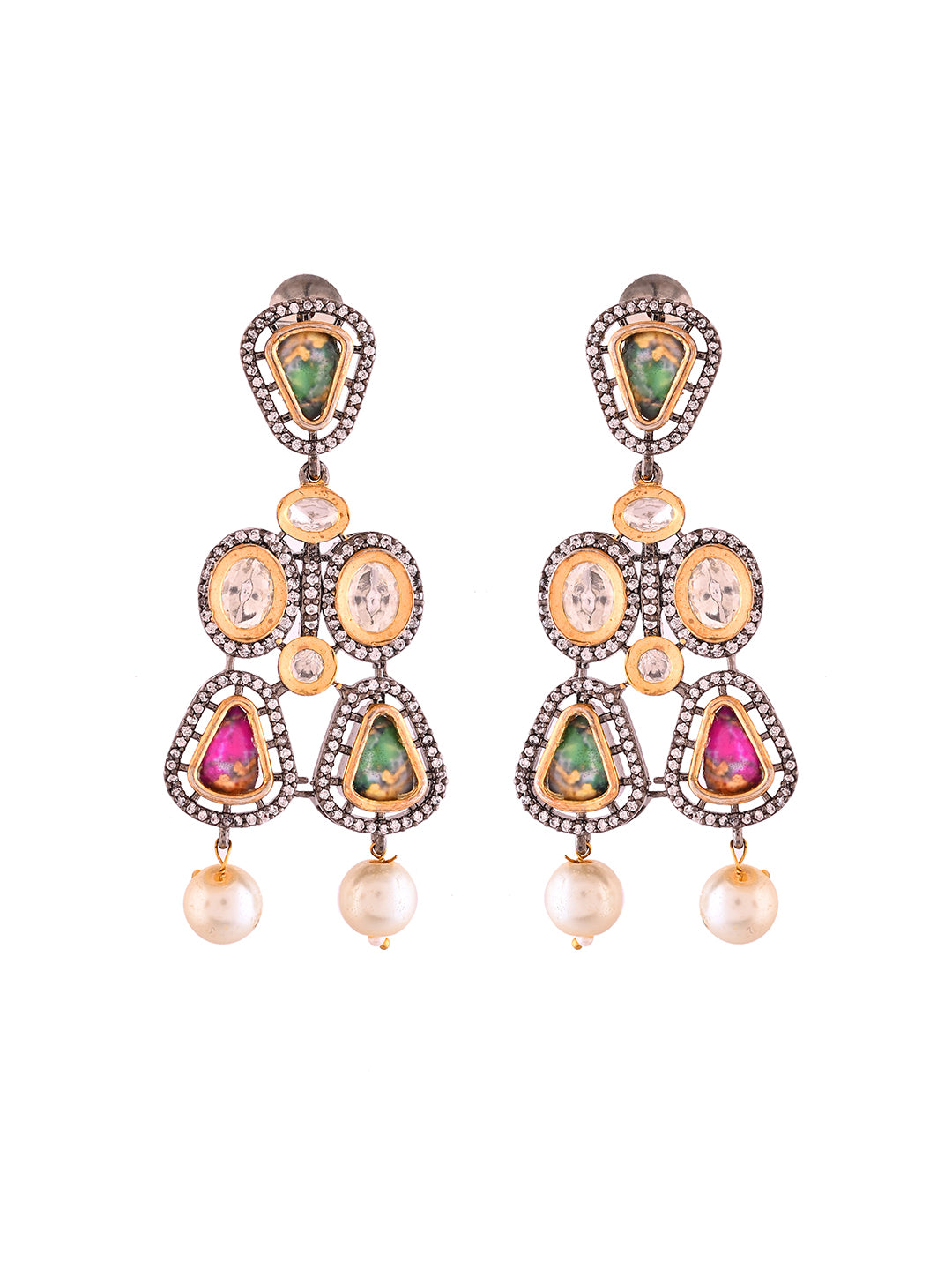Traditional Bridal Polki Kundan Jewelry Set | Choker & Earrings For Women