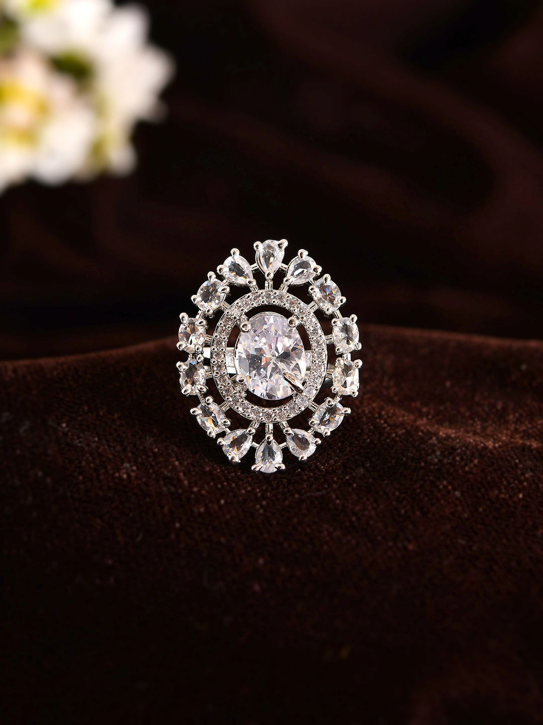American Diamond Statement Ring | Wedding & Party Jewellery For Women & Girls