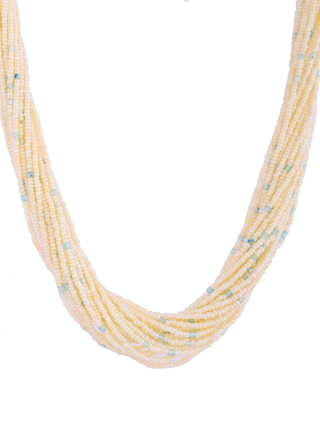 White Pearl Multi-Strand Beaded Necklace Set With Drop Earrings For Women