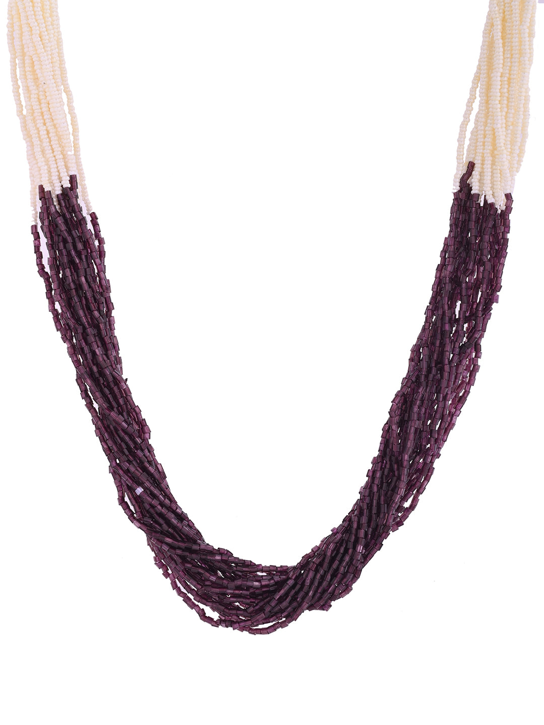 Classic Pearl Beads Necklace Set With Long Drop Earrings For Women