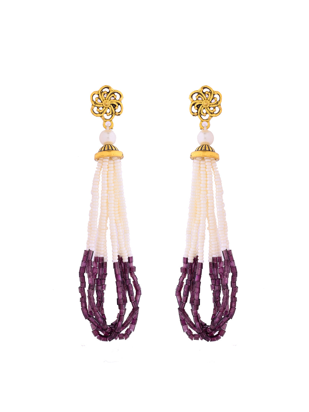 Classic Pearl Beads Necklace Set With Long Drop Earrings For Women