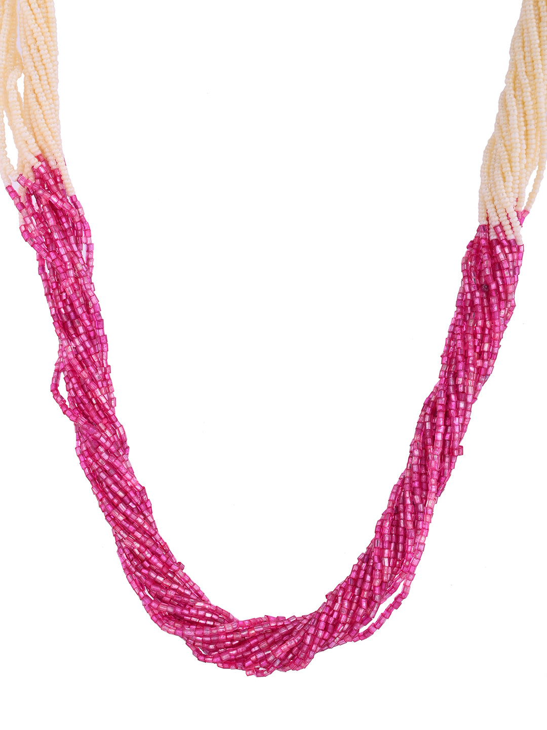 White & Pink Multi-Strand Pearl Beaded Jewellery Set For Women