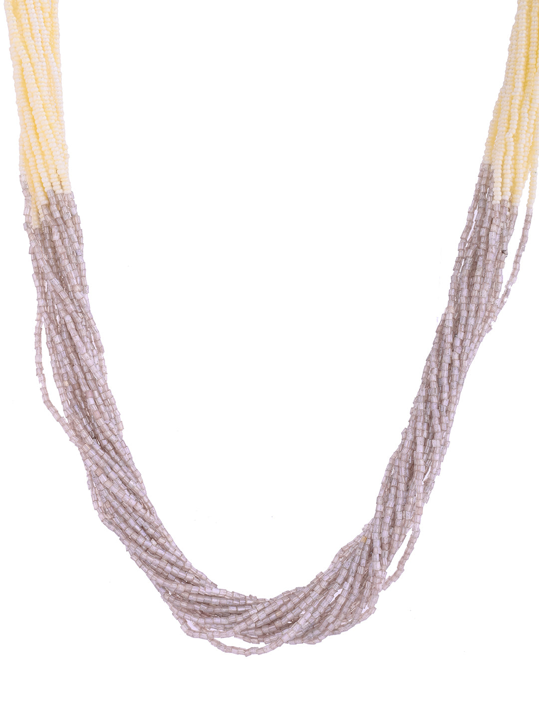 White & Grey Multi-Strand Pearl Beaded Necklace Set For Women
