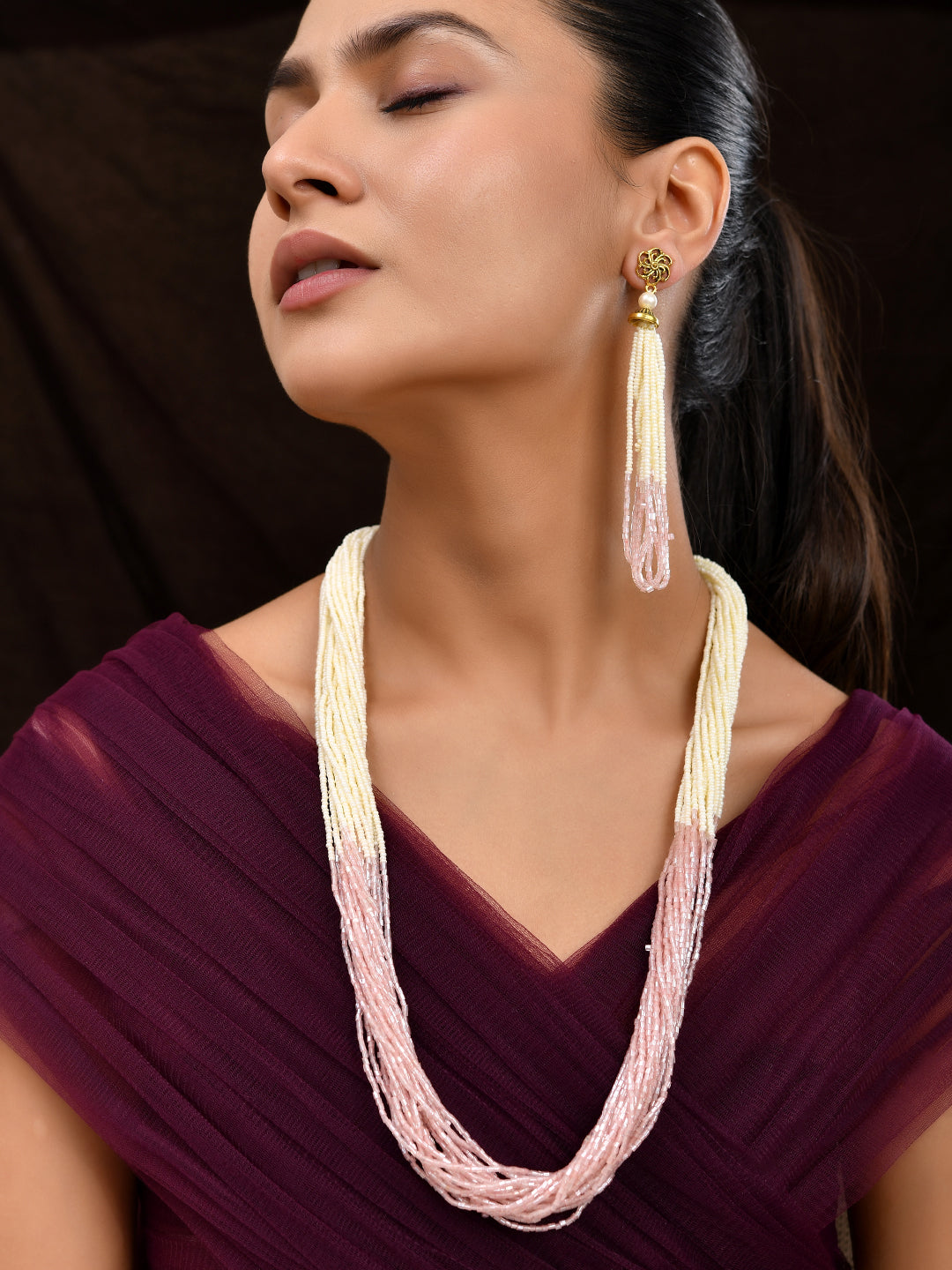 Pearl Beaded Necklace Set Ethnic Jewellery Set For Women