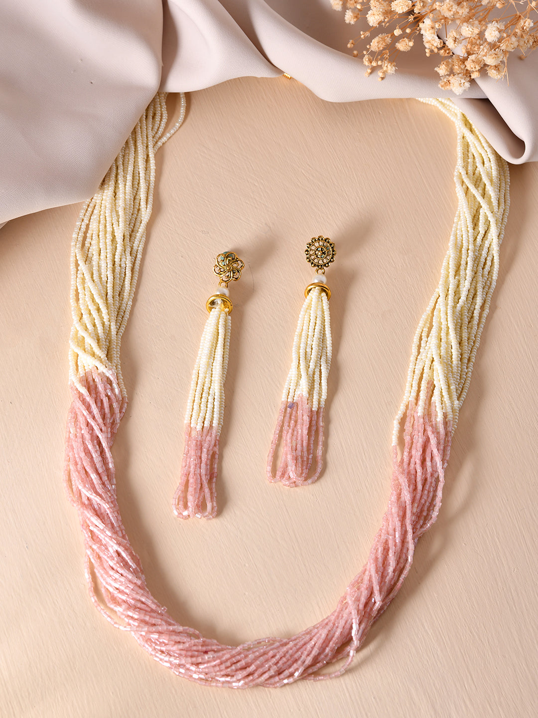 Pearl Beaded Necklace Set Ethnic Jewellery Set For Women