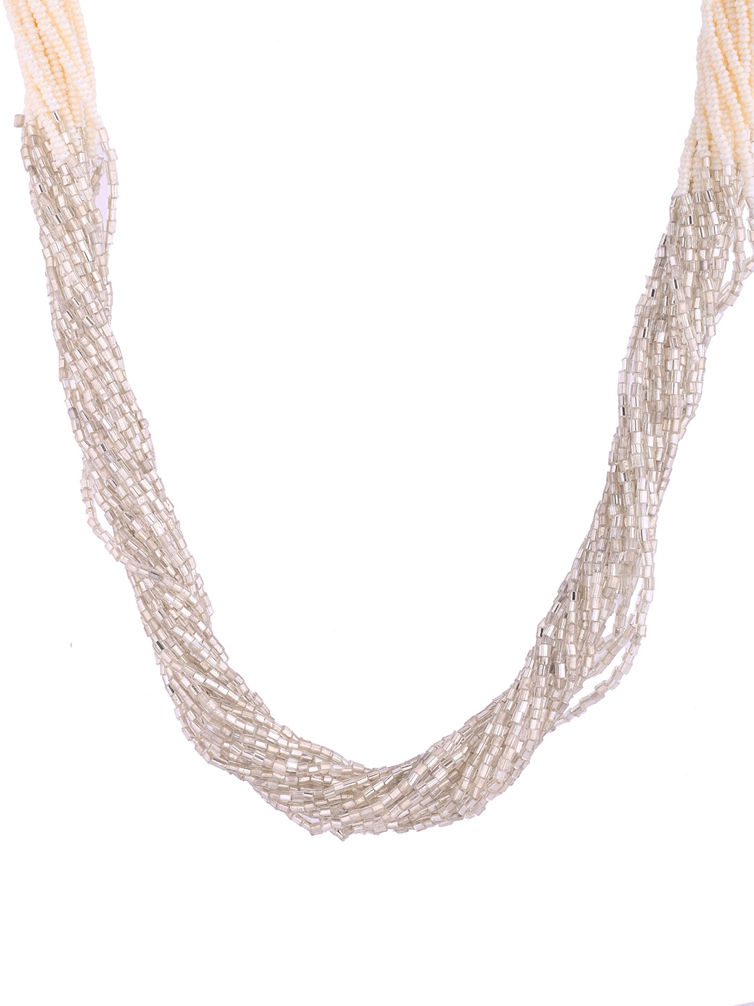 Silver Beaded Necklace Set With Tassel Earrings Jewellery Set For Women