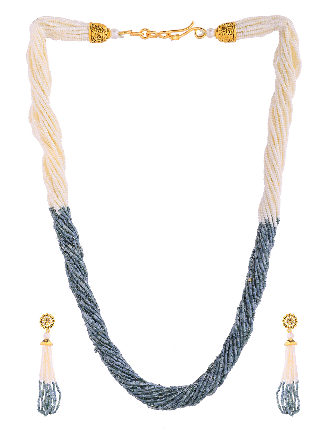 Beaded Necklace Set With Tassel Earrings For Women