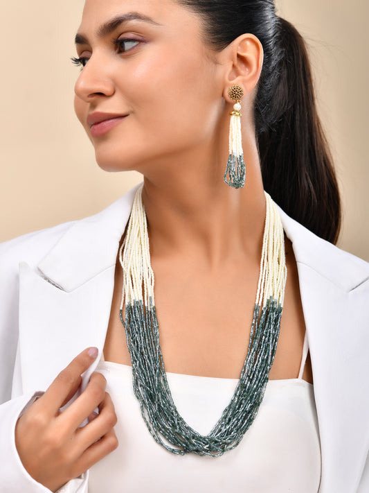 Beaded Necklace Set With Tassel Earrings For Women