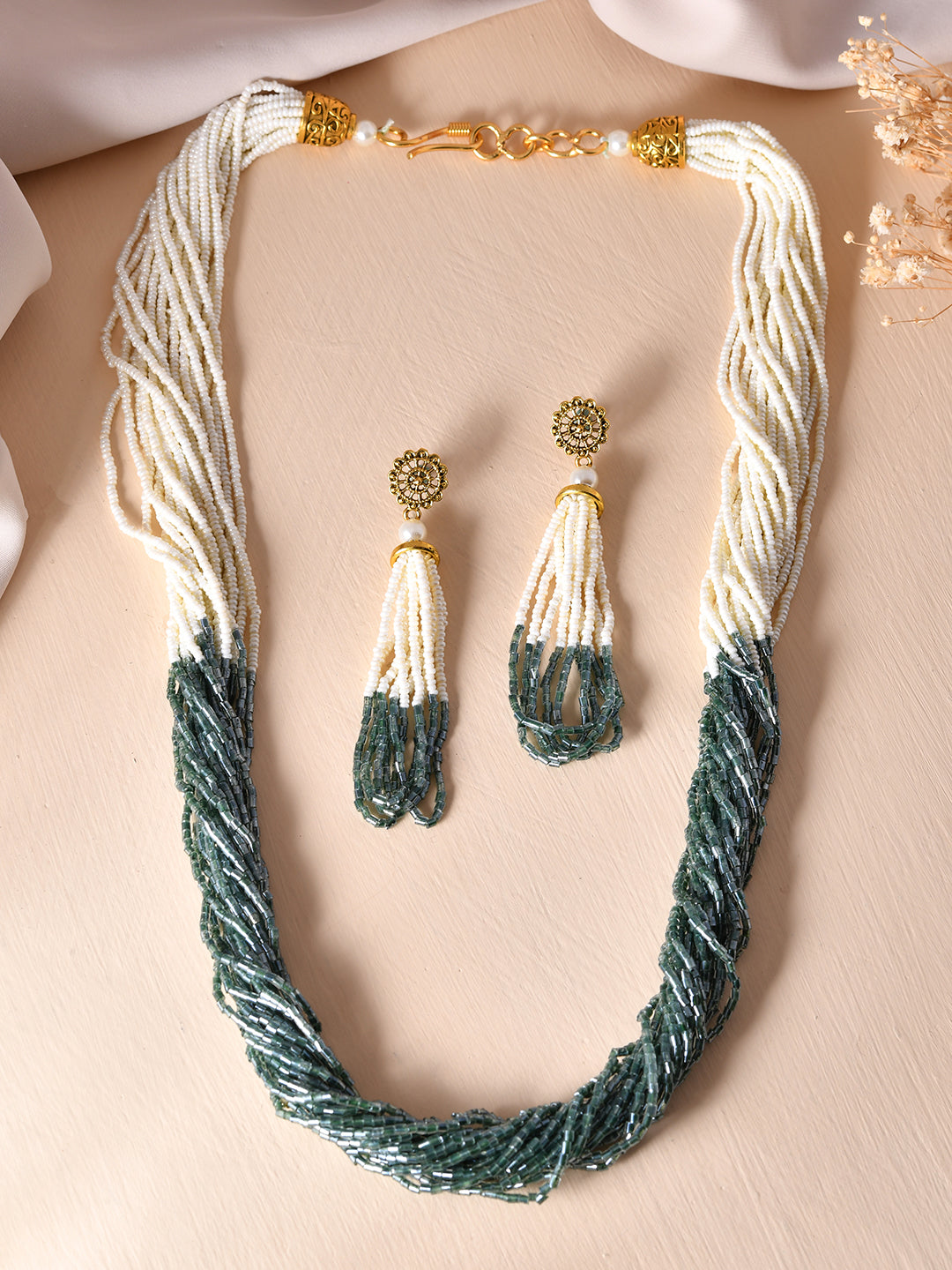 Beaded Necklace Set With Tassel Earrings For Women