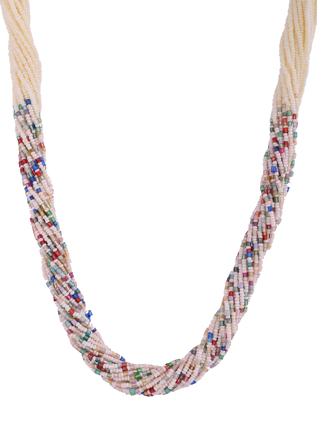 Multicolor Beaded Necklace & Jewellery Set With Tassel Earrings For Women