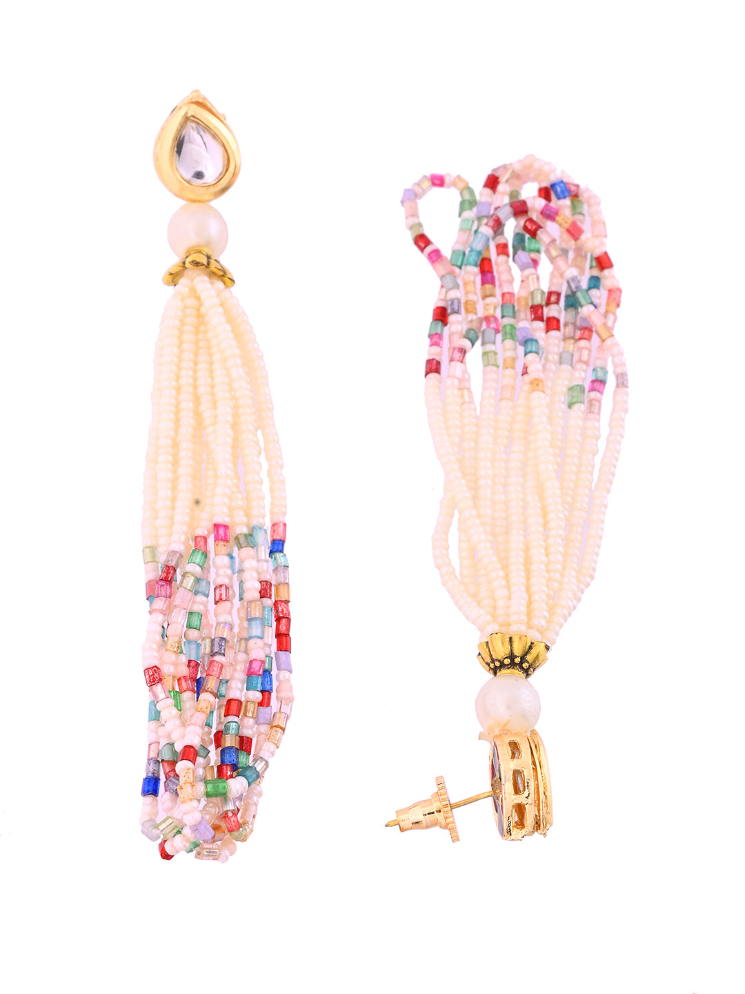 Multicolor Beaded Necklace & Jewellery Set With Tassel Earrings For Women