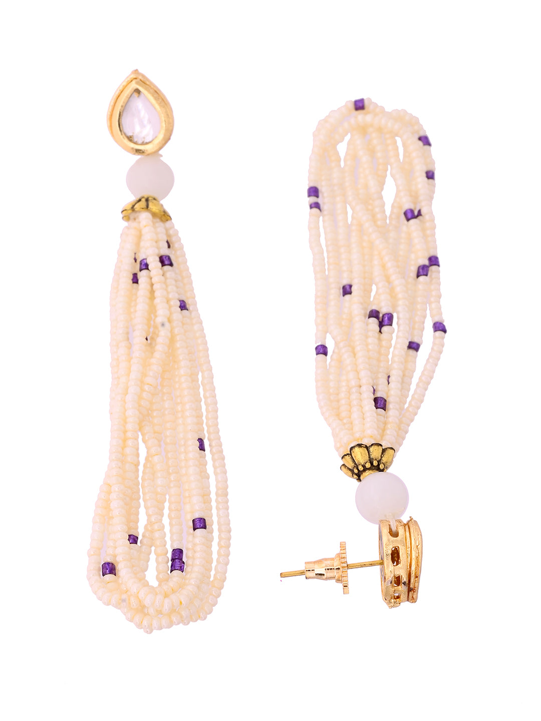 Classic Beaded Necklace Set With Tassel Earrings For Women